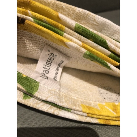 La Patisserie Kitchen Towels Sunflowers Yellow Green White Farmhouse FLAW* New - Picture 5 of 5
